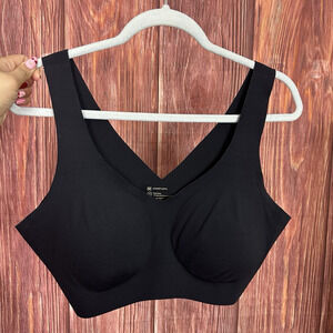 HoneyLove LiftWear V-Neck Wireless Bra Womens 1X Black Padded Comfort Pullover